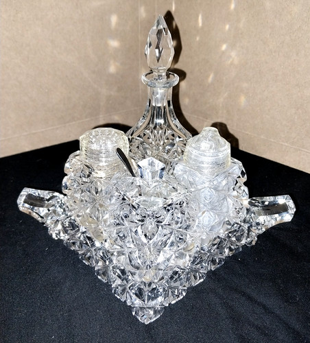 Vintage cut glass cruet - cut,