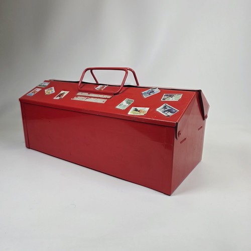 Vintage red tool box - red,