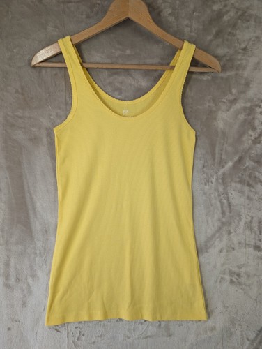 Yellow ribbed vest top - vest,