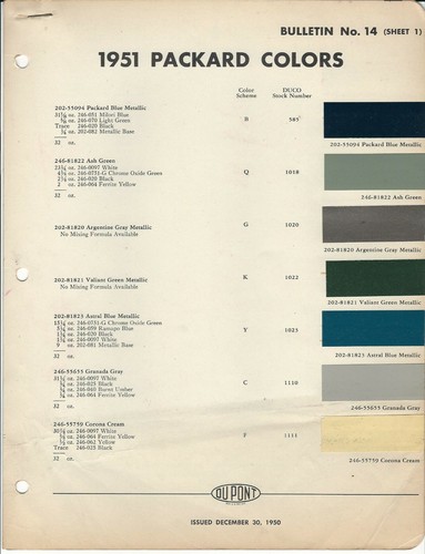 1951 packard paint chips - 1951,