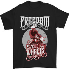 Freedom on Two Wheels Biker Motorbike Mens T-Shirt 100% Cotton