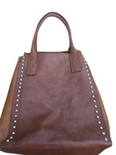 Clarks Tan Brown Leather Studded Tote Double Handle Handbag