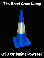 The Traffic Road Cone Lamp - Mains Or USB Powered - Custom Made - Led -Blue