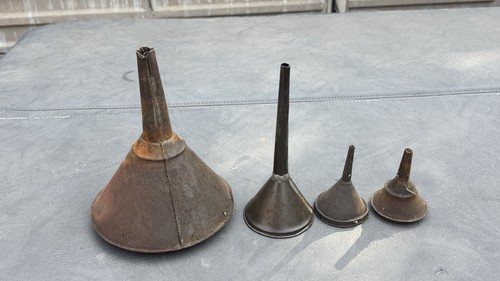 4old metal funnels for oil - metal,