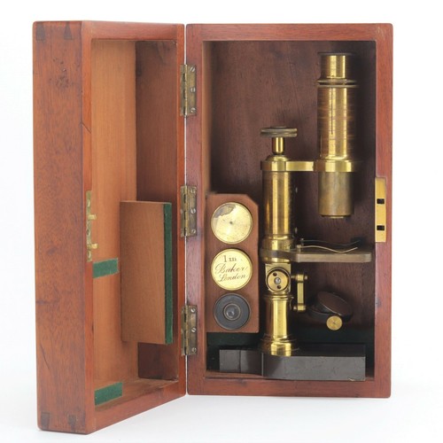 Mahogany cased brass monocular - cased,