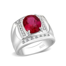 Mens Ruby Ring Sterling Silver