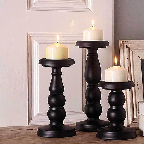Black retro iron candlestick - black,