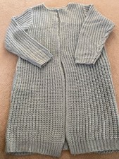 Cotton Traders Women's Duck Egg Blue Open Front Chunky Knit Cardigan Size 14