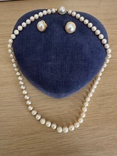 48cm Pearl Necklace with Matching Earrings set with 18ct gold