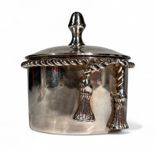 Silver-plated metal sugar bowl with cover, signed Lancel era Gabriella...