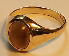 9 Carat Gold Cabochon Tiger’s Eye Signet Ring Z+.5  6.39g vintage