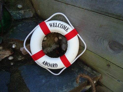 Lifebelt welcome aboard red - welcome,