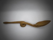 Turkish WW1 P.O.W Hand Made carved snakes head wooden spoon with Ink Script