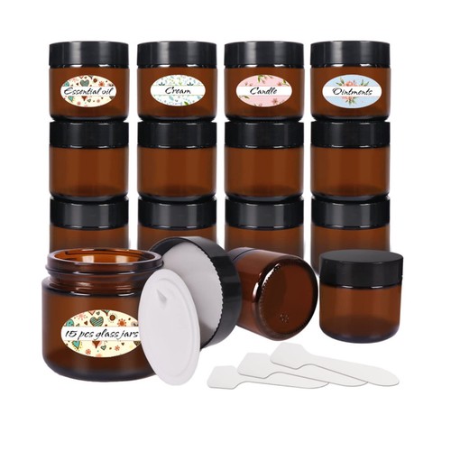 Amber glass jars 15 pack - 2,