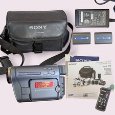 Sony Handycam Bundle CCD-TRV228E Handheld Hi8 8mm Camcorder Blue Tested/Working