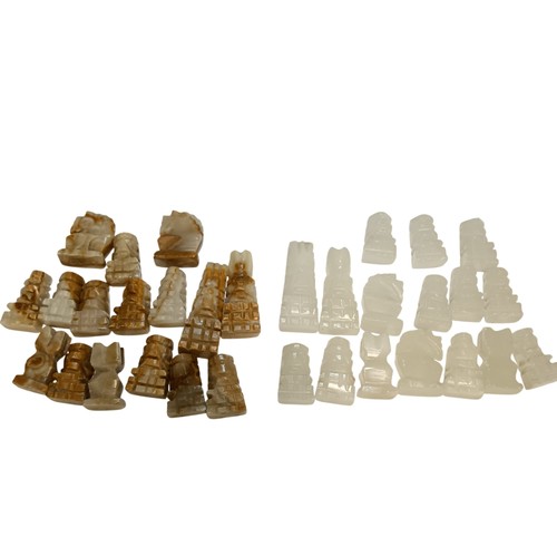 Vintage onyx chess set pieces - chess,