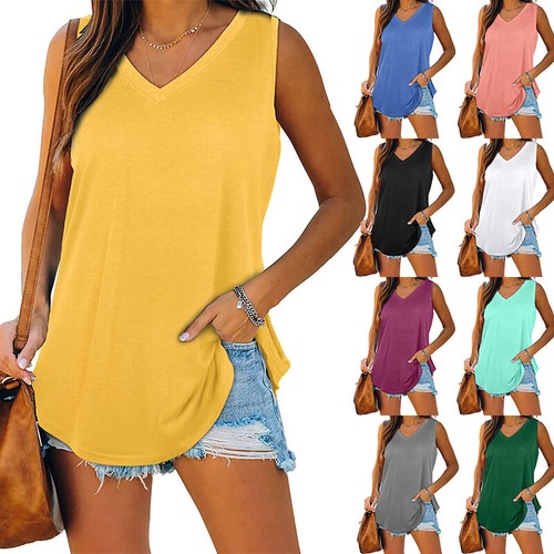 Womens solid long vest tank - long,