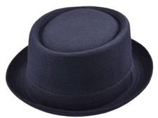 Felt Look Hat Trilby Navy Blue