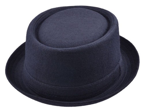 Felt look hat - felt, navy