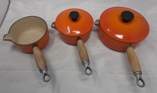 Set of x 3 Le Crueset Classic Orange Saucepans - FREE POST