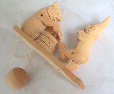 Vintage Beriozka Mechanical Toy - Rabbit Listens to Bear Drumming and Dances