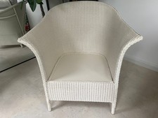 Heritage Lloyd Loom Windsor Armchair White/Cream Wicker With Original Cushion.