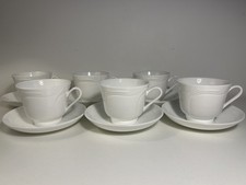 X6 Wedgwood White Tea /Coffee Cups and Saucers Bone China England Five Stars 