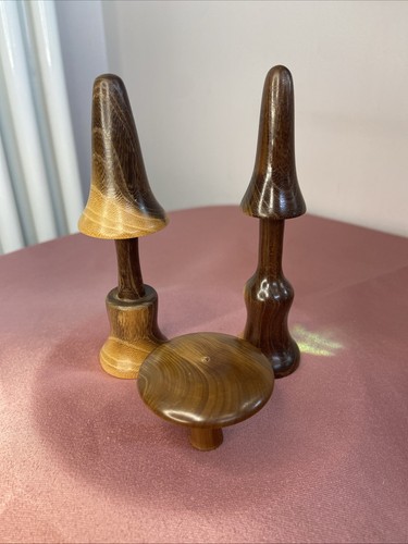 Hand turned wooden mushrooms - hand,