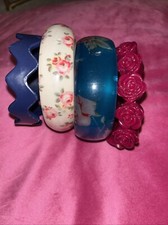 Cath Kidston Bundle Of Four Bangle Bracelets Floral, Wiggle And Roses