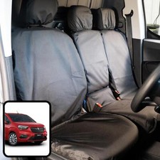 Vauxhall Combo 2018+ Van Seat Covers Tailored Fit Black Waterproof Front Set