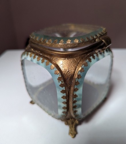 Repro antique glass and - glass, brass