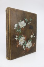 Antique Victorian Leather-Bound Photo Album – Hand-Painted Cover