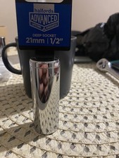 Halfords Advanced 21mm deep long reach 6 pt chrome socket 1/2" dr. drive tool