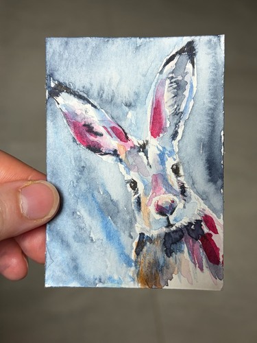 Aceo art card original hare - aceo,