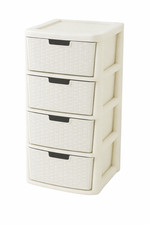 Cream Rattan Effect 4 Tier