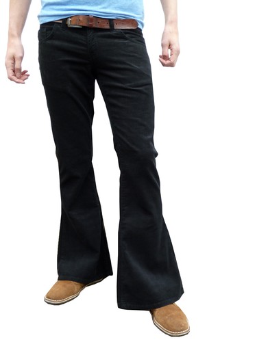 Mens flares black bell bottoms - flares,