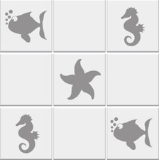 Bathroom Tile Stickers FISH STARFISH SEAHORSE Vinyl Wall Decals Transfers