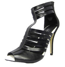 Womens New Black Zip Up High Heel PeepToe Strappy Party Formal Sandals Shoes 3-6