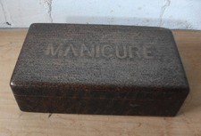 Pokerwork Manicure Box/ Wooden Cigar Box/ Vanity and Jewellery/ Vintage Upcycled