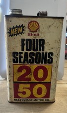 She’ll Four Seasons 20/50 Motor Oil Vintage Tin Can 5 Litres Empty Petrol Can