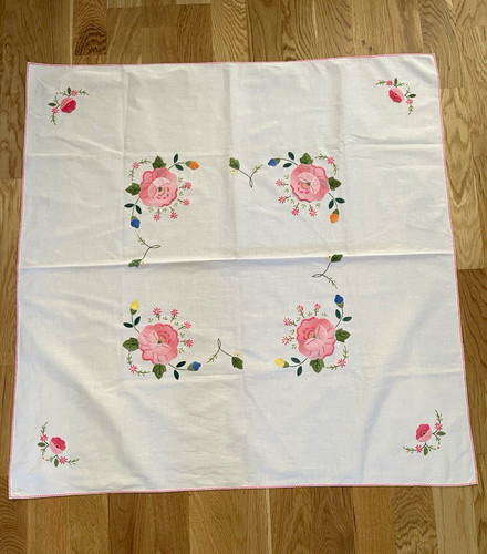 White square hand embroidered - square,