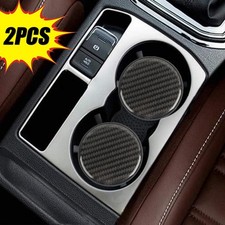 Real Black Carbon Fiber Car Cup Holder Mat Drink Coaster Pad Interior Accessory
