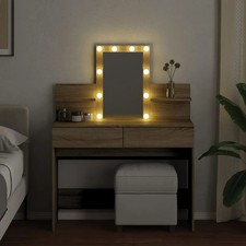 LED Light Dresser Desk Vanity Set with Makeup Mirror & Drawers Dressing Table