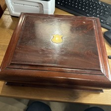 Victorian Cutlery Case (empty) With Inlaid Brass Top And Two Levels Inside