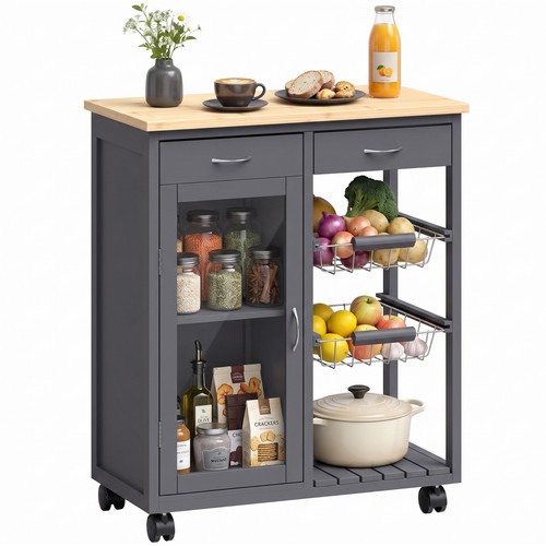 Homcom bamboo kitchen island - kitchen,