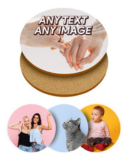 PERSONALISED Glossy Finish Round Coasters ANY PHOTO Unique Custom Kitchen Gift