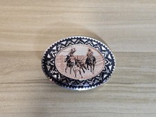 Belt Buckle Rodeo Cowboys Three Tone Black Silver Copper Colored Southwestern