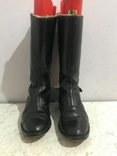 Leather knee knee high black mens size UK 8 riding boots shoes lined winter - NL