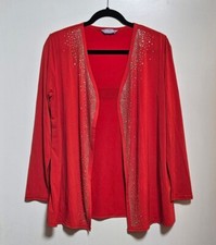 Michele Hope Edge to Edge Jersey Cardigan w/ Diamante Stud Detail, New, Sz 10/12