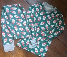 Mini Boden Christmas unisex Pyjamas Age 12 Santa faces Green / red / white snug 